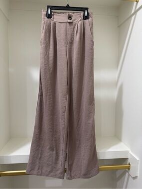Wide Leg High-Waist Pants in Mauve